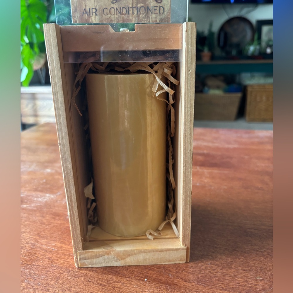 Art In Motion Crated Pillar Candle NIB vintage